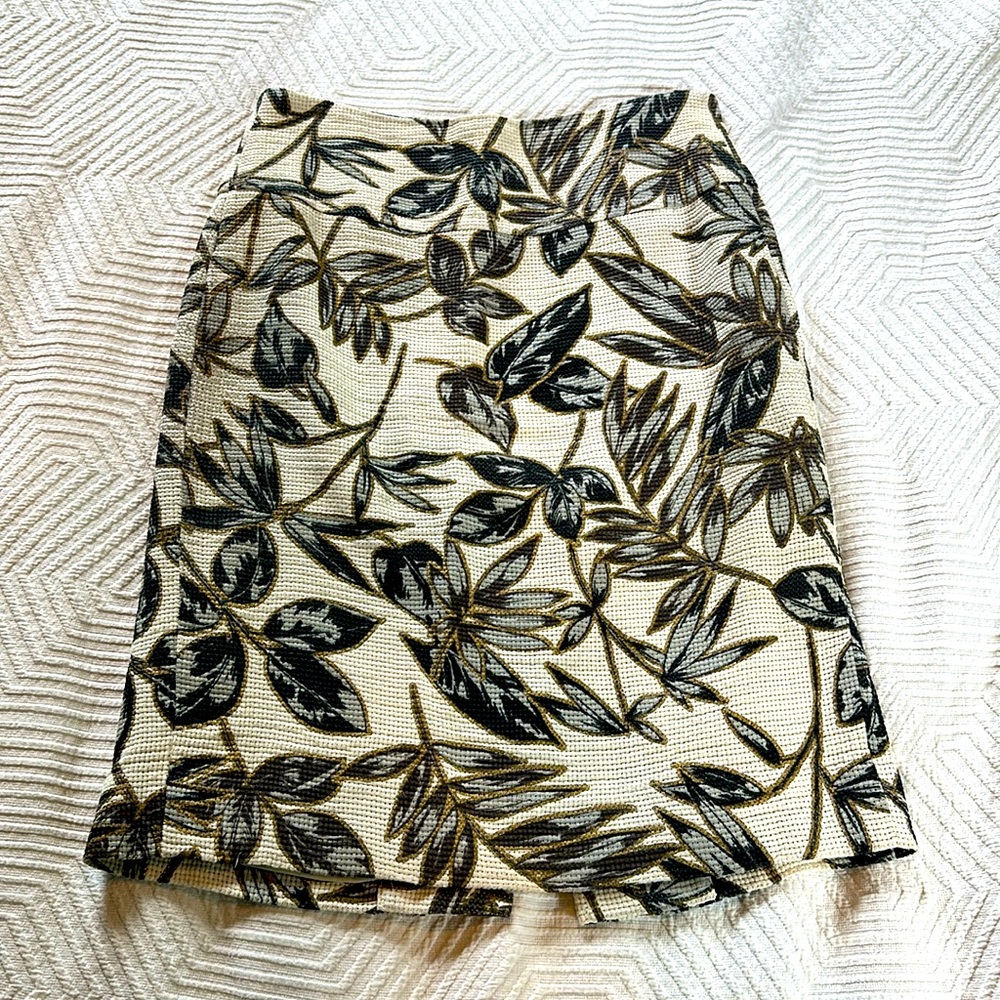 J Crew Textured Leaf Pencil Skirt
